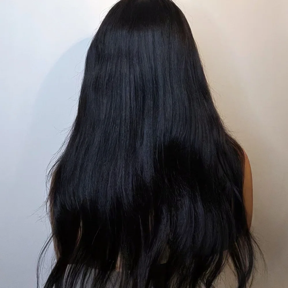 Natural Black Yaki Straight Human Hair Wig - Picture 4 of 8